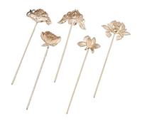 Lot de 5 épingles à cheveux en forme de fleur artistique pour femme - Outil de façonnage des cheveux pour la culture et la formalité - Bâton à cheveux pour femme