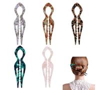 Lot de 5 épingles à cheveux prestigieuses pour femme, épingles à cheveux françaises en forme de U, double mécanisme de verrouillage à double encoche, adaptées à tous les types de cheveux (A-5 pièces)