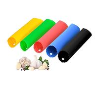 Lot de 5 éplucheurs d'ail, éplucheurs d'ail en silicone Rouleaux à l'ail, éplucheurs de légumes Ustensiles de cuisine (rouge, jaune, vert, bleu, noir)