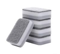 Lot de 5 éponges de nettoyage double face en mousse pour le nettoyage de l'évier et de la vaisselle - Éponges grattantes avec riche cuisine absorbant l'eau et anti-rayures