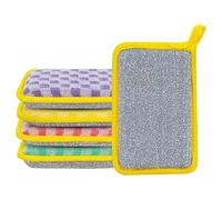 Lot de 5 éponges réutilisables pour vaisselle, nettoyant de bol double face et éponge à récurer, pour le nettoyage de la vaisselle de la maison, de la cuisine, de la salle de bain, de l'évier