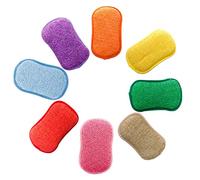 Lot de 5 éponges vaisselle reutilisable eponges, AUERVO Double Action en Microfibre antibactériennes et résistantes pour Nettoyer la Vaisselle Poêlons