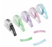 Lot de 5 étiquettes 3D pour machine à gaufrer - 9 mm - Compatible avec Vixic Omega S, Phomemo E975, DYMO Omega, DYMO Junior, Goknu, Aken, appareil de gaufrage E975, étiquettes en plastique 3D, noir