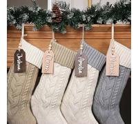 Lot de 5 étiquettes de Noël personnalisées en bois avec ficelle, 2 perles