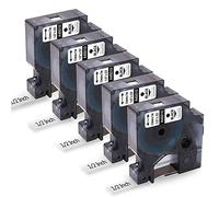Lot de 5 étiquettes de rechange Dymo 45010 S0720500 Noir sur transparent Compatible Dymo D1 Recharge pour étiqueteuse DYMO LabelManager 160 210D 260P 280 360D 420P 450D