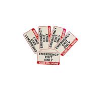 Lot de 5 étiquettes « Emergency Out Only Alarm Will Sound » - 17,3 x 9,7 cm - Autocollant