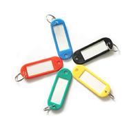 Lot de 5 étiquettes réutilisables en plastique avec porte-clés pour bagages, cartes de nom d'animaux domestiques, étiquette de voiture, 3,3 cm x 1,7 cm