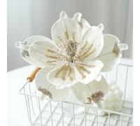 Lot de 5 étoiles de Noël scintillantes en tissu et plastique, idéales pour décorer les arbres de Noël ainsi que les maisons, les fêtes, les jardins et les mariages (blanc)