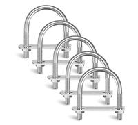Lot de 5 étriers en U avec filetage M6 60 x 80 mm en acier inoxydable 304 - Colliers de serrage en U avec écrous - Sangles de cadre pour fixation de clôture, tube