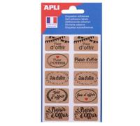 Etiquettes - Plaisir d'offrir - Kraft - 20 x 32 mm - Cadeau - Bouquet de fleur - Apli