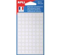 Lot de 5 Etui de 539 pastilles adhésives blanches, diam. 8 mm (7 feuilles/cdt)