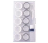 Lot de 5 étuis pour lentilles de contact, porte-lentilles de contact, mini étui portable avec bouchons L et R, flacon de solution, embout en caoutchouc, Gris et blanc