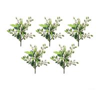 Lot de 5 faux bouquets de baies d'olive pour salle de conférence, centre de table, décoration de salle de conférence et bureau (blanc)