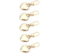 Lot de 5 fermetures éclair de rechange en métal doré en forme de cœur pour manteaux, vestes, pantalons, bagages, travaux manuels, fournitures de couture