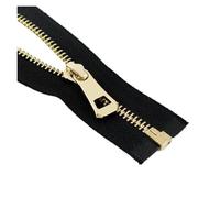 Lot de 5 fermetures éclair en métal #5 - 35 à 85 cm - Fermeture éclair ouverte - Poche de veste - Kits de réparation - Sac de réparation - Noir et doré - 65 cm _ NO5-5 pièces
