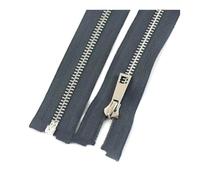 Lot de 5 fermetures éclair métalliques n° 5, 40-80 cm, dents argentées, extrémité ouverte, accessoires de réparation pour la couture de vestes,Gris foncé,Lot de 5 pièces, 70 cm