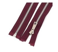 Lot de 5 fermetures éclair métalliques ouvertes, taille 5 (40-80 cm), pour la couture et la réparation de vêtements d'extérieur.,Viné,80 cm