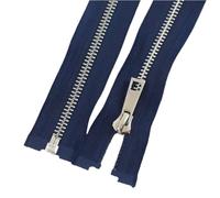 Lot de 5 fermetures éclair ouvertes à dents argentées - Gris foncé/gris clair/beige - 5# 5 - Pour réparation de vestes (bleu marine, 60 cm)