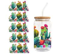 Lot de 5 feuilles d'autocollants de transfert UV DTF - Pour tasse de café en verre - Style papillon et fleurs - Pour gobelet en verre de 400 ml - Transparent