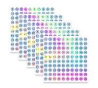 Lot de 5 feuilles d'autocollants ronds réfléchissants numérotés de 1 à 100, autocollants numérotés pour bureau, maison, salle de classe, rangement