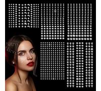 Lot De 5 Feuilles De 847 Autocollants Transparents En Strass Pour Loisirs,Créatifs Et Projets Artistiques, Décoration Du Visage, Du Corps, De La Maison,Cristal Bijoux Pour Festival Maquillage (Argent)