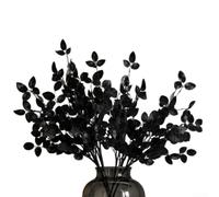 Lot de 5 feuilles de ficus artificielles noires gothiques, feuillage foncé