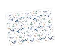 Lot de 5 feuilles de papier cadeau animaux marins colorés aquarelle - 84,1 x 59,4 cm - Pour anniversaire d'enfant fille garçon poissons sous-marins