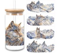 Lot de 5 feuilles de papier transfert imperméable UV DTF pour travaux manuels, gobelets en verre, tasse de voyage, artisanat en bois (C4)