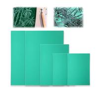 Lot de 5 feuilles d'impression Lino en caoutchouc souple A4 A5 A6 - Vert - Surface plane - Plaques d'impression polymère pour tampons en caoutchouc, gravure, création artistique (2A4+1A5+2A6)