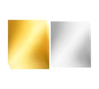 Lot de 5 feuilles d'or 30 x 30 cm - Feuille de bricolage double face en aluminium pour tôles d'or et d'argent, peinture, sculpture, cadre, traitement des outils, artisanat, artisanat en métal