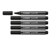 STABILO Feutre de dessin Pen 68 MAX ARTY – Pointe biseautée 1–5 mm – Lot de 5, Noir