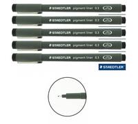 Lot De 5 Feutres Pigment Liner - Staedtler - Pointe 0.3mm - Noir