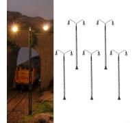 Lot de 5 feux de chemin de fer - Jauge de lumière en treillis - Calibre H0 - Disposition de la lumière LED pour bâtiment - Décoration de bonsaï