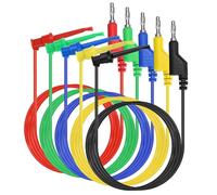 Lot de 5 fiches bananes - Câble d'alimentation - Câbles de mesure - Double tête - Fiche banane pour multimètre