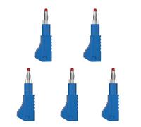 Lot de 5 fiches bananes de 4 mm - Multimètre à souder - Avec étui rétractable - Empilable - Embouts de fiche banane - Bleu