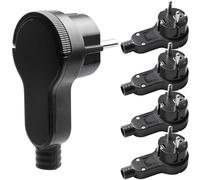 Lot de 5 fiches Schuko plates - Contact de protection - 250 V - 16 A - Fiche européenne avec poignée pliante et protection anti-torsion