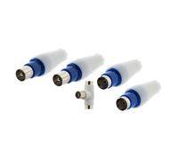 Zenitech - Lot de 5 Fiches TV: 2 Mâles, 2 Femelles, 1 Té de Dérivation ø9,52mm - Compatible avec Antennes TV et Récepteurs - Installation Facile et Durable - Blanc