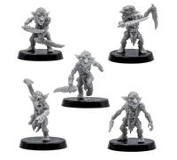 Lot de 5 figurines Gobelin Miniatures - 5 petites figurines Fantasy Raider pour RPG de table | Monstres à l'échelle de 32 mm | DnD, Pathfinder, Wargames | Miniatures de chemin forgé | Modèles en
