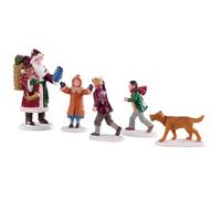 Lot de 5 figurines le Papa Noël, les enfants et le chien - LEMAX
