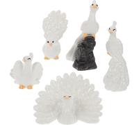 Lot De 5 Figurines Miniatures De Paon Blanc ¿ Élégante Décoration De Table En Résine Pour La Maison, Le Bureau Et Les Cadeaux