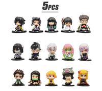 Lot de 5 figurines miniatures Demon Slayer version Q Tanjiro Nezuko Inosuke Zenitsu - Collection de modèles de personnages d'anime Style-Set-B