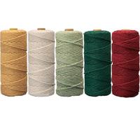 Lot de 5 fils de macramé 3 mm x 50 m - En coton BetterJonny - 3 mm - Multicolore - Pour bricolage, tricot, suspension, bricolage, artisanat - B