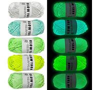 Lot de 5 fils phosphorescents pour crochet, fournitures de couture, fil à récurer pour débutants, j'aime ce fil pour tricot, crochet et bricolage - 5 couleurs fluorescentes