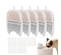 Lot de 5 filtres à eau pour chat - Avec éponges - Triple filtration pour neutraliser les odeurs et filtrer la saleté