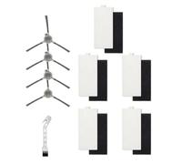 Lot de 5 filtres avec 4 brosses latérales pour robot Lefant M1/M2 Pro - Outils de nettoyage de rechange - Tampons lavables en microfibre pour balai à franges - Filtre d'aspirateur cylindrique lavable