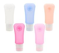 Lot de 5 Flacon de Maquillage en Silicone, à Pompe à Vis, 89ml | Réutilisable, Léger, Rangement Facile, Format Voyage, pour Gel Nettoyant et Soins Quotidiens Couleur Aléatoire