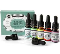 Lot de 5 flacons de 10 ml de colorants pour savon liquide, pour la fabrication de savons, bombes de bain, bombes de bain, bleu, vert, jaune, violet et rouge