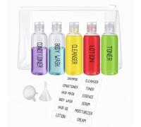 Lot de 5 flacons de gel et de shampooing avec trousse de toilette, flacons de voyage rechargeables 100 ml, trousse de voyage avion et flacons de shampooing de voyage en silicone anti-fuite, emballages