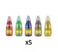 Lot De 5 Flacons De Peinture À L'eau Pailletée Cléopâtre 250ml Assortiment