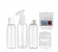 Lot de 5 flacons de voyage transparents pour articles de toilette avec pochette à fermeture éclair anti-fuite rechargeables pour shampooing, après-shampooing, lotion corporelle, nettoyant pour le